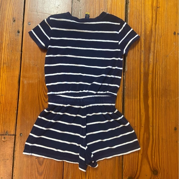 Polo Ralph Lauren Kids Girl Stripe Short Sleeve Romper Playsuit Size 7 Navy - Picture 3 of 7
